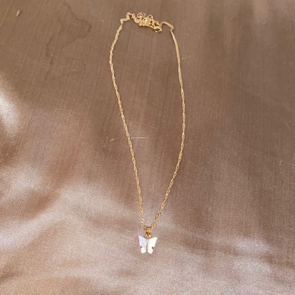 White butterfly necklace